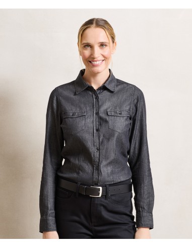 PRE-PR322-Womens Jeans Stitch Denim Shirt